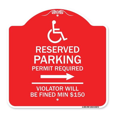 Signmission Modern Isa Connecticut Reserved Parking Permit Required Violators Fin Alum, 18" x 18", RW-1818-23872 A-DES-RW-1818-23872